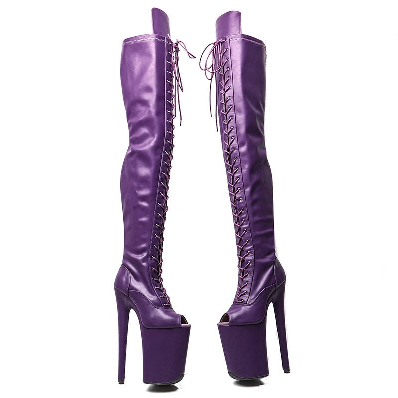 Matte Open-Toe Platform Pole Dance Boots – 9-Inch High Heel Stage Shoes