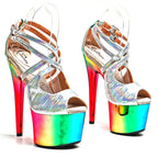 17cm Shiny Electroplate Platform Sandals - Sexy Exotic Dance Heels