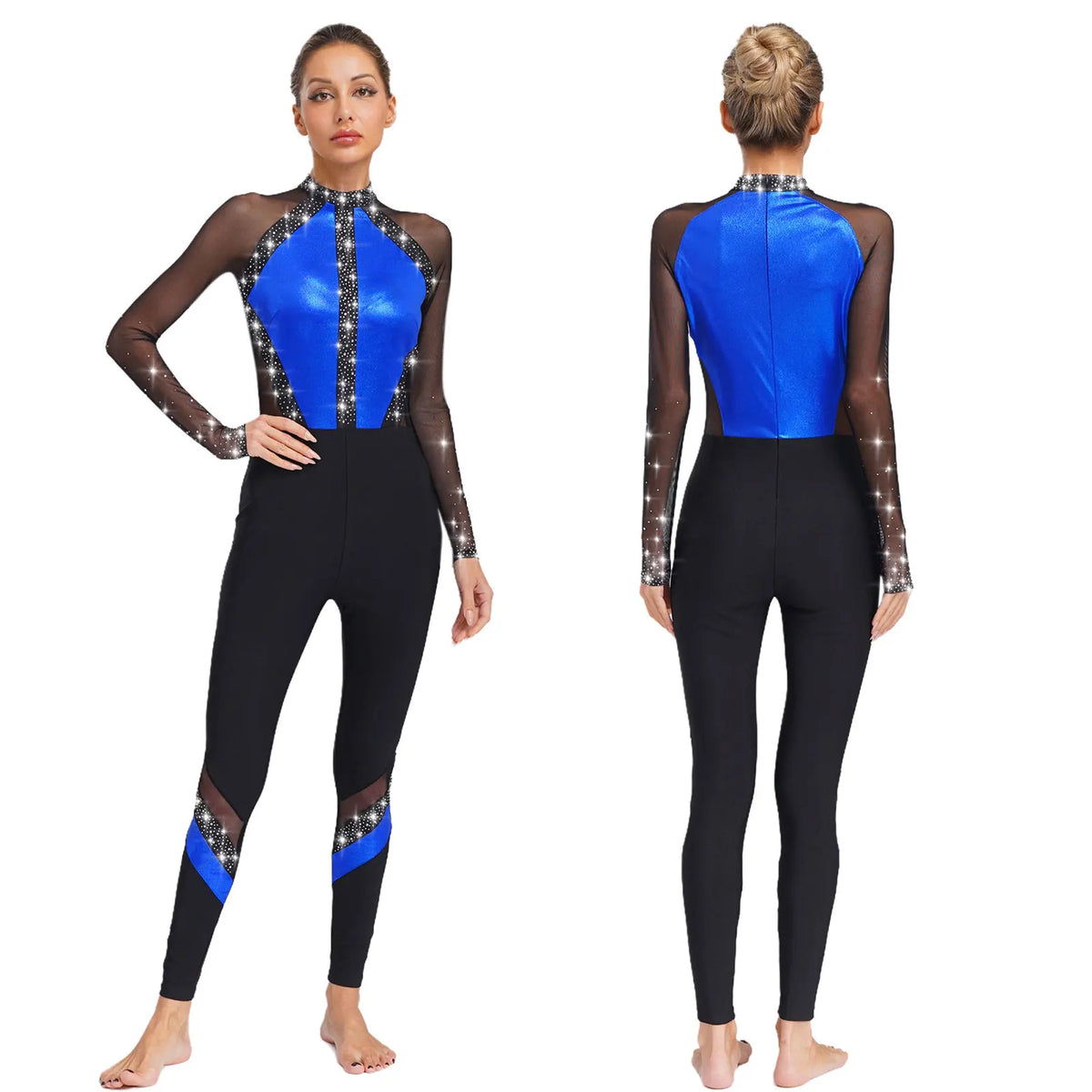 Rhinestone Catsuit | Mesh Sleeves | Stage Ready