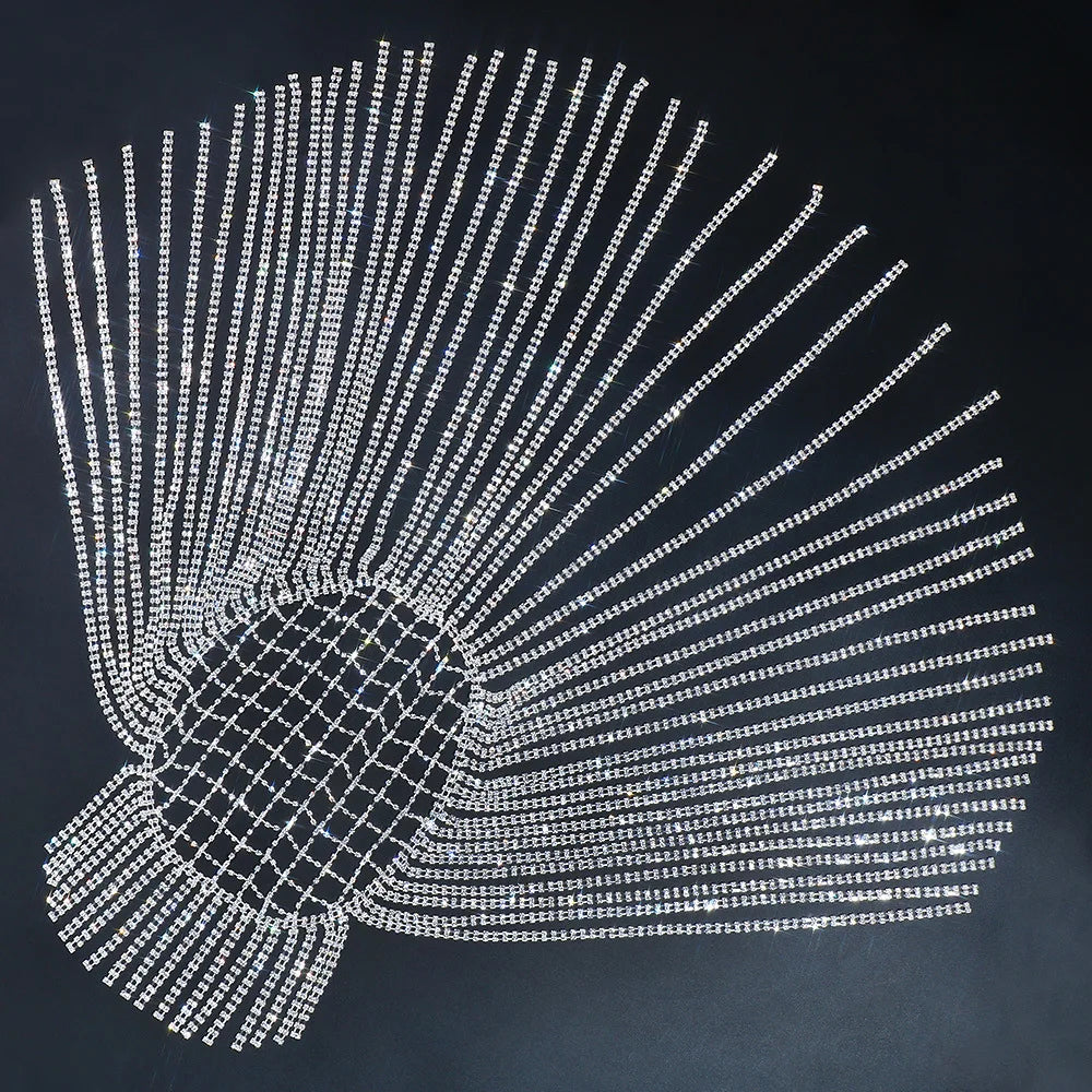 Rhinestone Headpiece | Long Silver Fringe