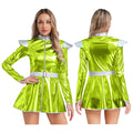 Metallic Space Alien Dress | Long Sleeve A-Line Costume