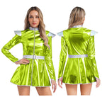 Metallic Space Alien Dress | Long Sleeve A-Line Costume