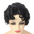 1920s Finger Wave Wig | Short Curly | Natural Black