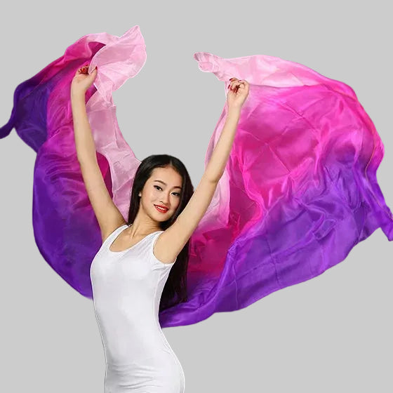Tie Dye Silk Belly Dance Veil - Performance Scarf 250cm x 114cm