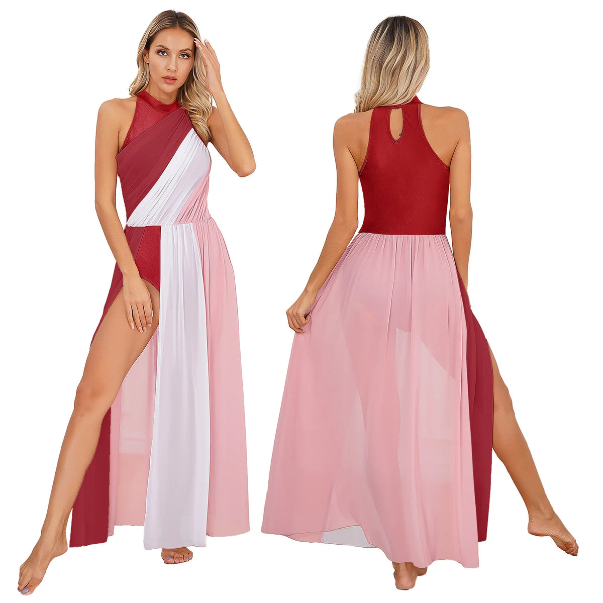 Moonlit Split-Skirt Lyrical Dance Leotard Dress