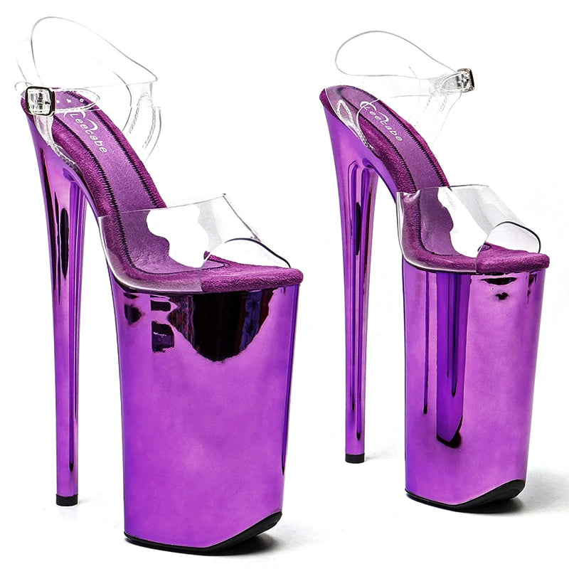 10-Inch Electroplated Platform Heels - Open Toe Exotic Dance Sandals