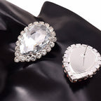 Crystal Teardrop Earring & Ring Set | Rhinestone Halo