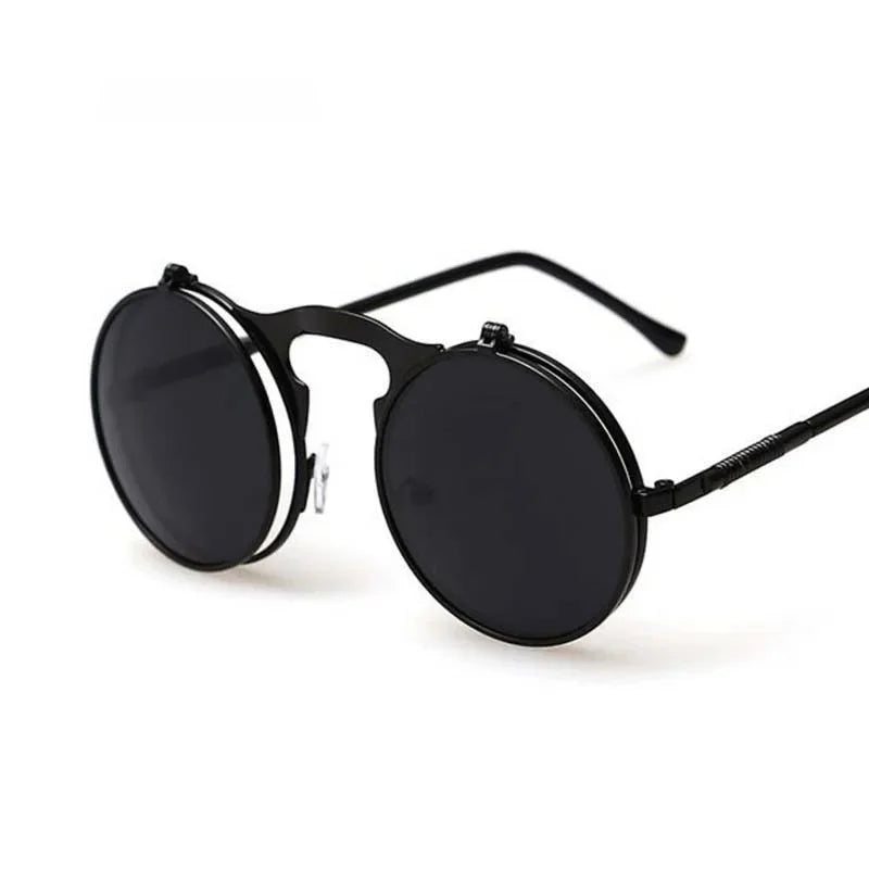 Steampunk Flip Sunglasses | Round Metal Frame | Unisex