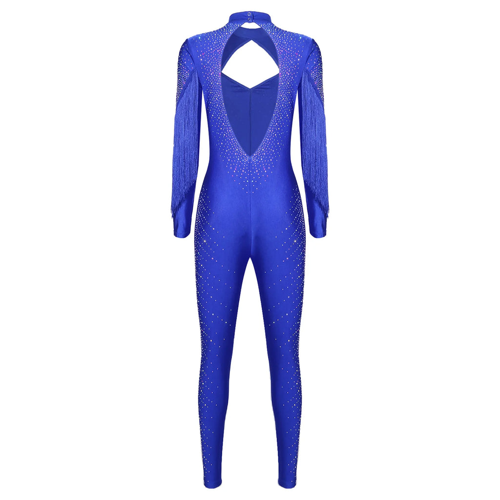 Starlight Rhinestone Tassel Performance Jumpsuit