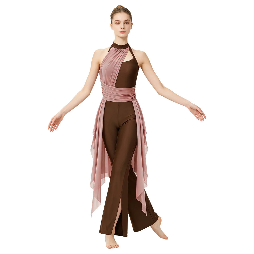 Lyrical Dance Jumpsuit | Draped Mesh