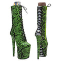 20CM Platform Ankle Boots - Snake Print Mix Color High Heel Pole Dance Boots