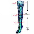 Sequin Over-the-Knee Boots | 11cm Heel