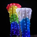 LED Belly Dance Fans - 1.5M Lace Performance Fans with Lights (Pair)
