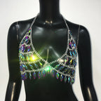 Crystal Acrylic Halter Bra Top - Transparent Backless Bikini Top