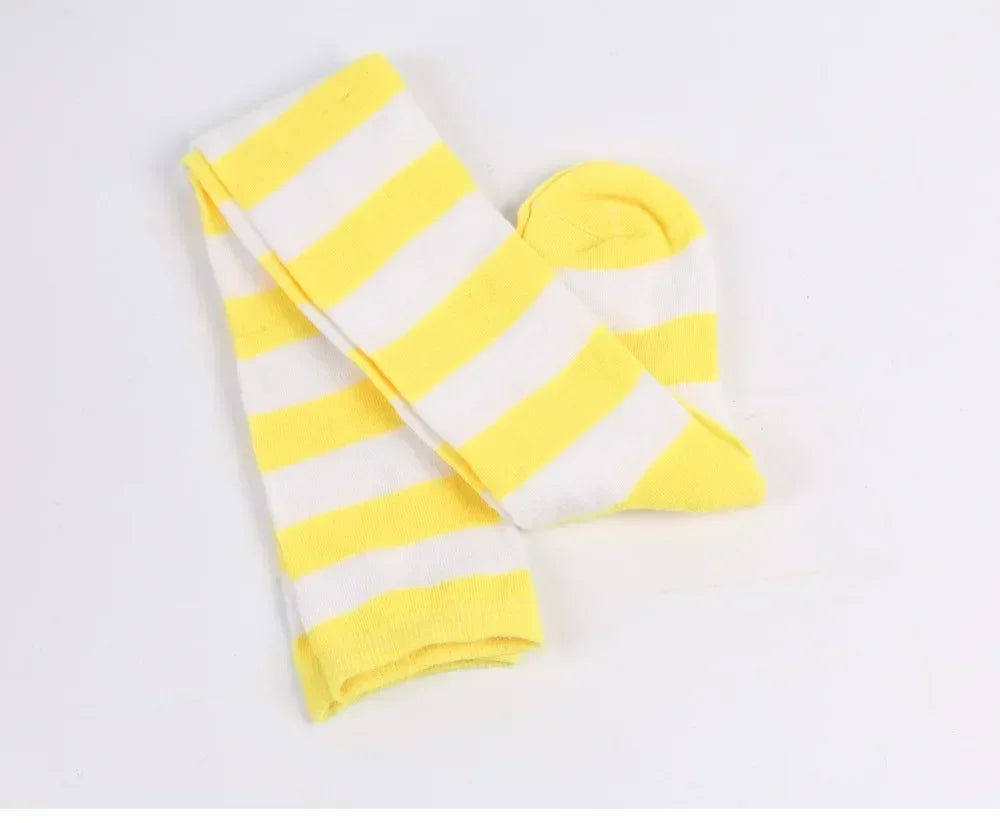 Striped & Polka Dot Thigh-High Stockings | Over-Knee | 27 Colors