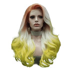 Red to Yellow Ombre Lace Front Wig | 24 Inch | Natural Wavy