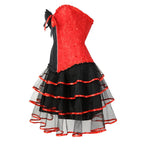 Red & Black Corset Skirt Set | Ruffles