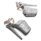 9-Inch Glitter Platform Heels - Ultra High Exotic Dance Sandals