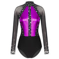Dance Leotard | Rhinestone Color-Block Mesh