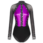 Dance Leotard | Rhinestone Color-Block Mesh