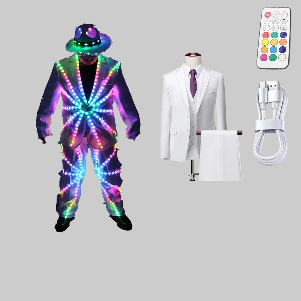 Full Color LED Performance Suit - RGB Light Up Stage Costume Jacket & Pants