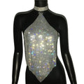 Crystal Rhinestone Halter Mesh Crop Top