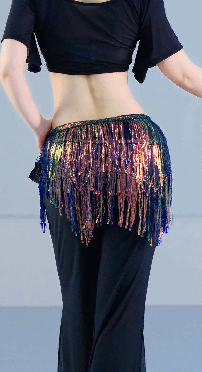 Fringe Shimmy Hip Scarf | Sequin Tassel Belt | Belly Dance