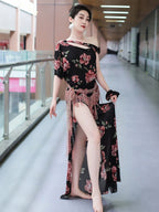 Baladi Saidi Dress | Floral Print Long Robe with Panties