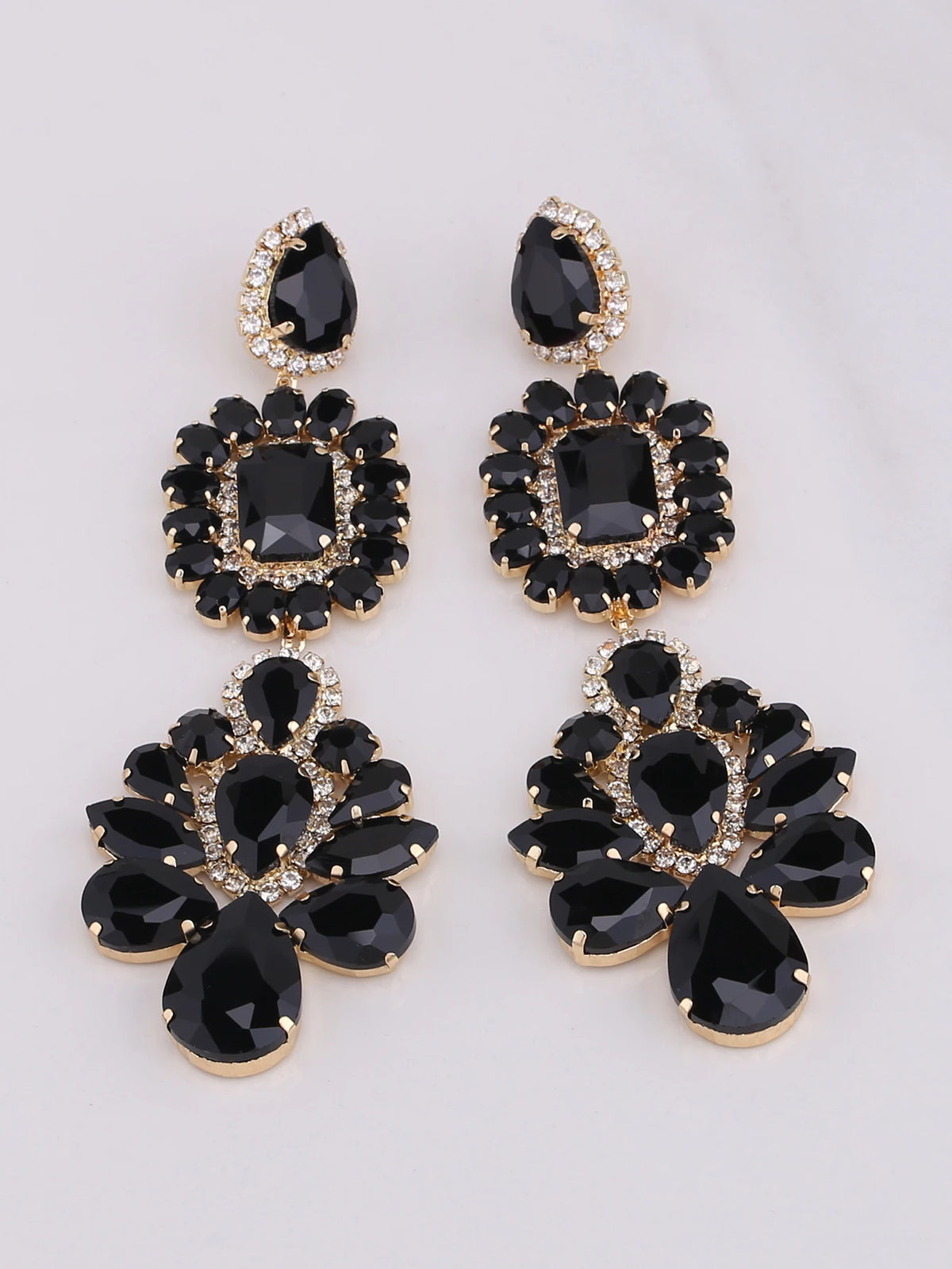 Rhinestone Water Drop Earrings | Clip or Pin
