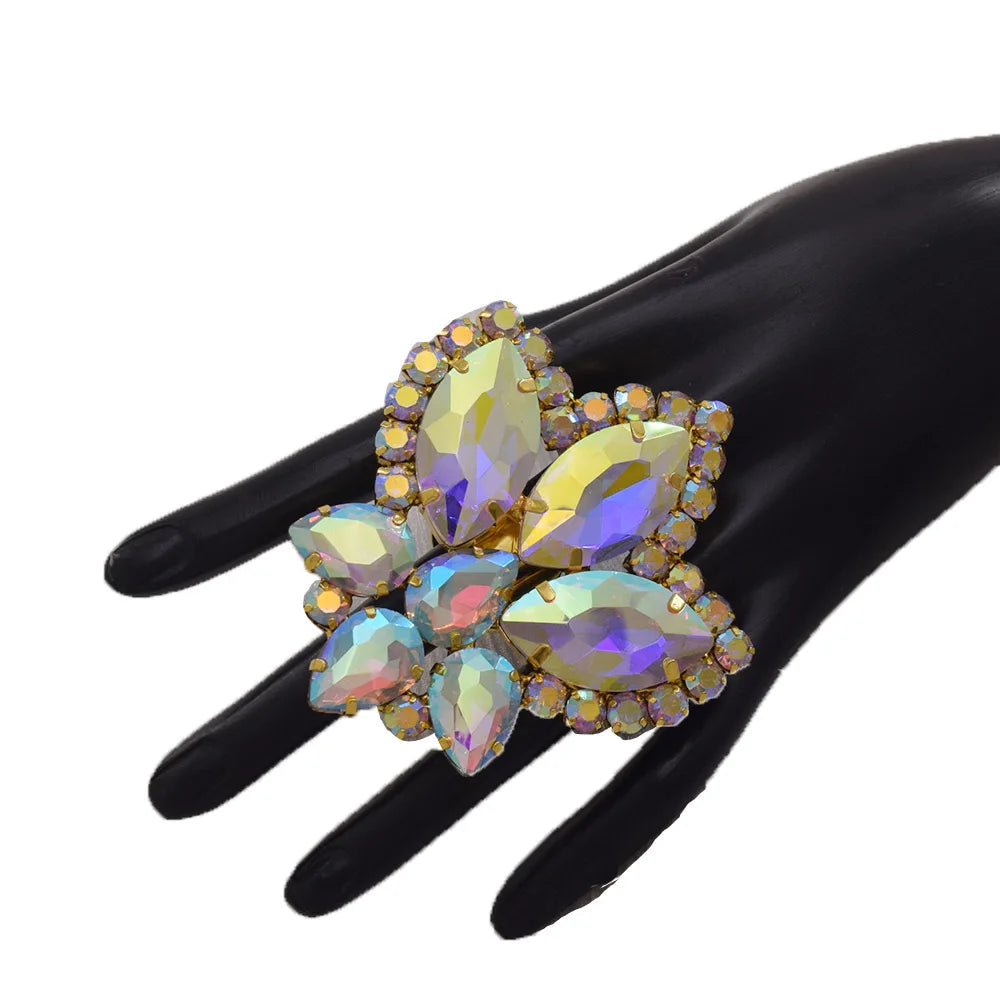 Aurora Crystal AB Statement Ring | Adjustable
