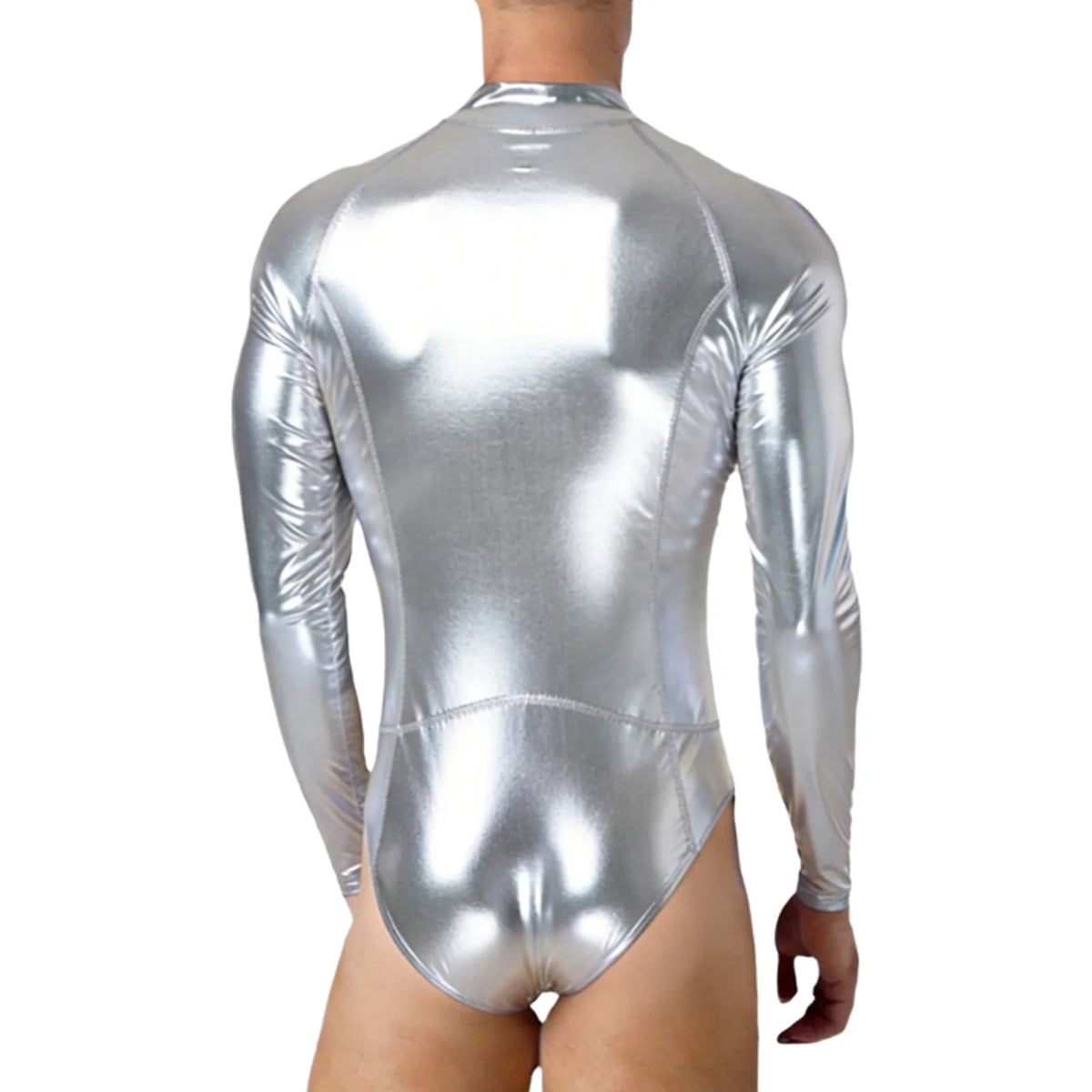 Men's Metallic Bodysuit | Zip Front