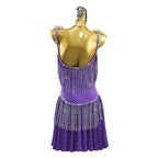 Purple Rhinestone Tassel Latin Dance Dress with Accessories Set — Premium Competition