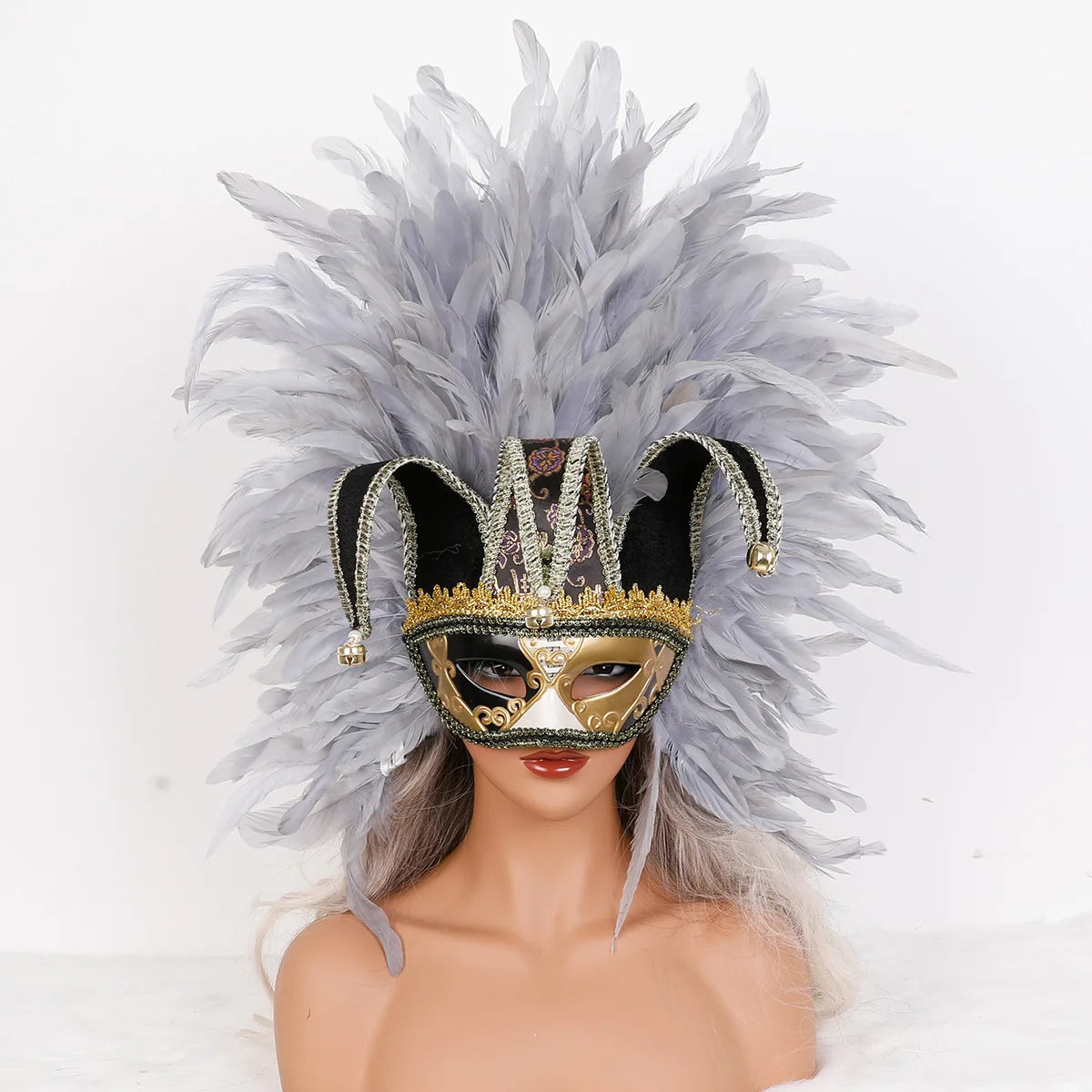Feather Masquerade Mask | Jester Crown
