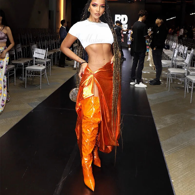 Metallic Thigh-High Boots | 11–12 cm Heel