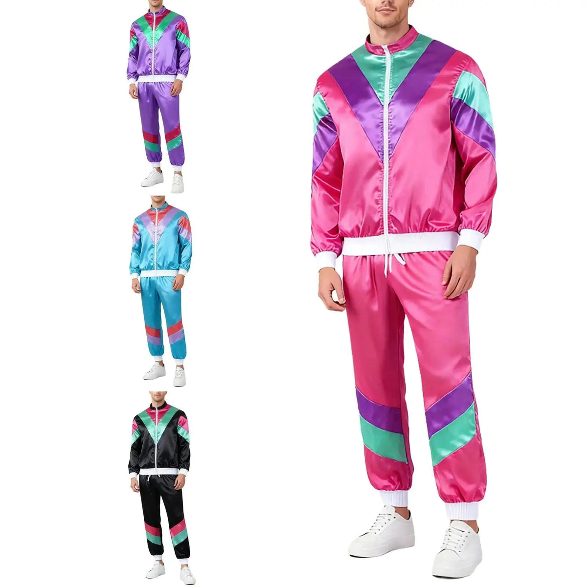 80s Tracksuit | Satin Color Block