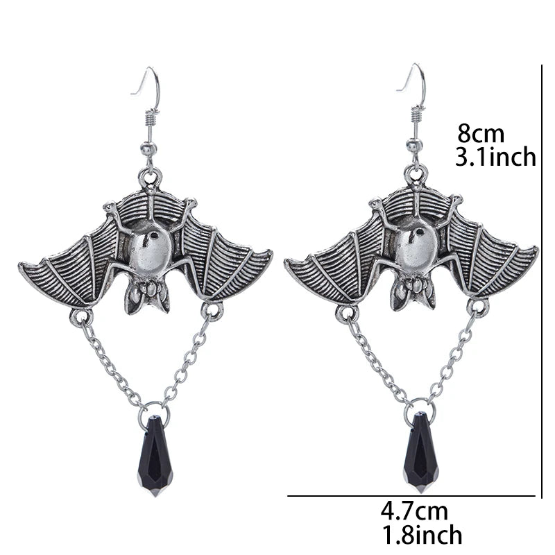 Gothic Bat Wing Drop Earrings | Crystal Drops | 3 Styles