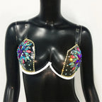 Rhinestone Crystal Halter Bra Top - Luxury Push-Up Performance Bra