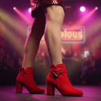 Flock Ankle Boots | Square Heel | Lace-Up | EU 33–52