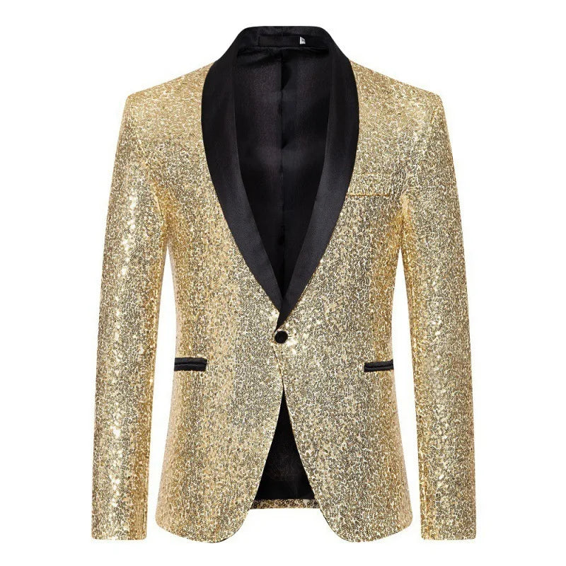 Men's Sequin Blazer | Shawl Collar | Stage & Performance | 12 Colors