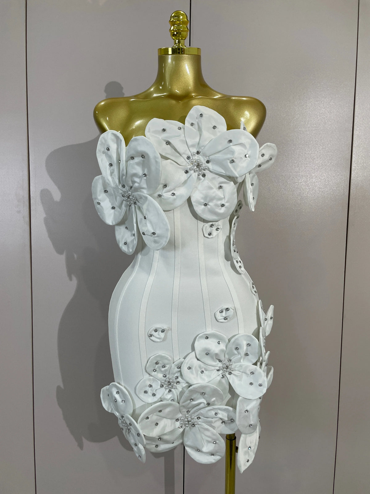 3D Beaded Flower Strapless Mini Dress | Luxury | Pageant