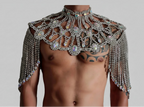 Dazzling Crystal Rhinestone Chain Shoulder Collar - Festival, Drag & Performance Body Jewelry