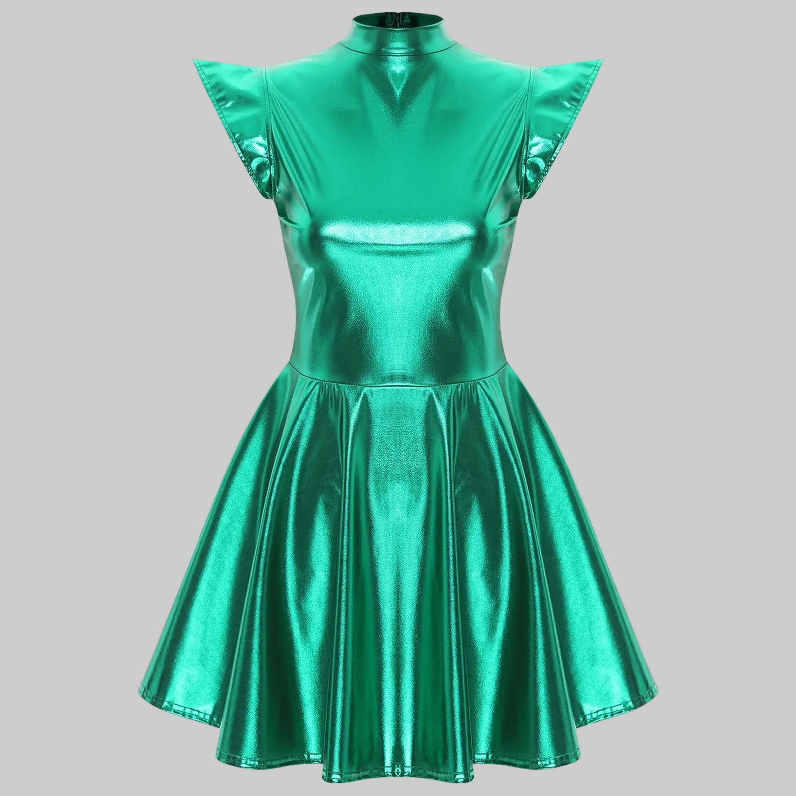 Holographic A-Line Performance Dress - Futuristic Stage Costume