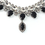 Rhinestone Necklace | Black Teardrop Statement