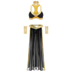 Egyptian Queen Costume | Belly Dance Crop Top & Slit Skirt