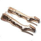 23cm Platform Thigh-High Boots - Shiny Fashion Dance Boots