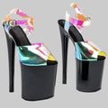 Holographic Platform Heels - 8-Inch Lace-Up Sandals for Pole Dance & Performance