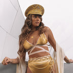 Gold Rhinestone Military Captain Hat | Handmade | Size M