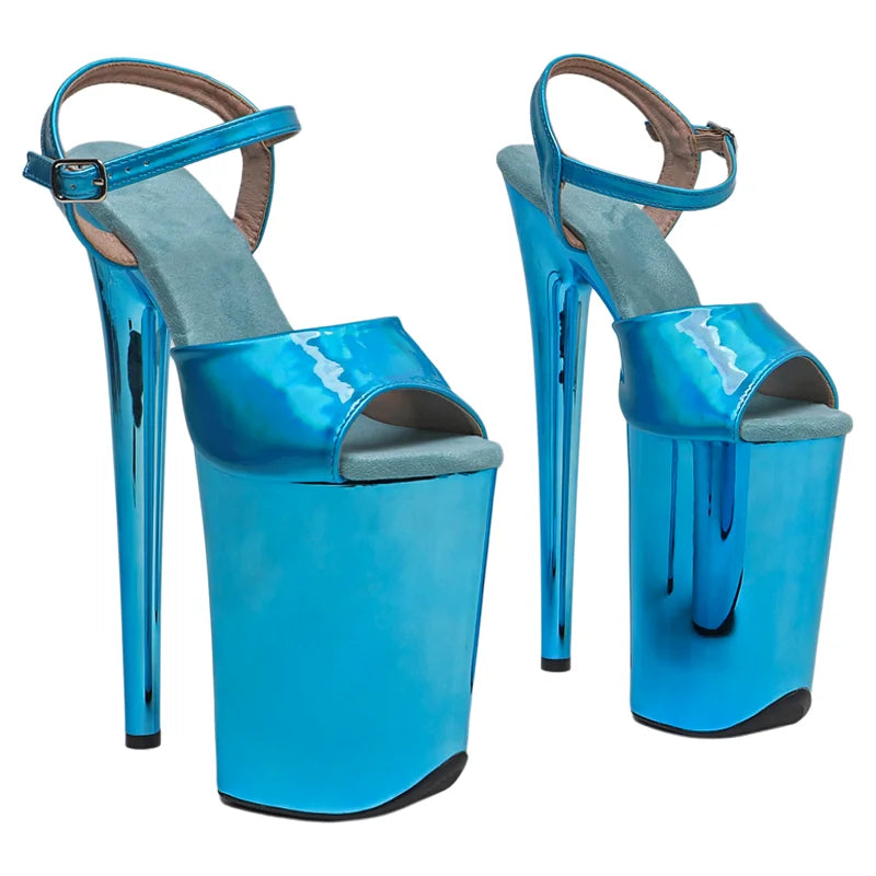 9-Inch Electroplated Platform Sandals - Metallic Dance Heels