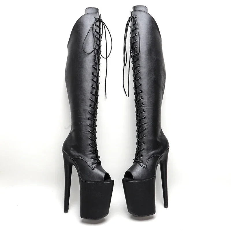Thigh-High Platform Boots - 23cm Pole Dance Heels