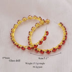 Rhinestone Hoop Earrings | Crystal Glass | Jumbo 8CM